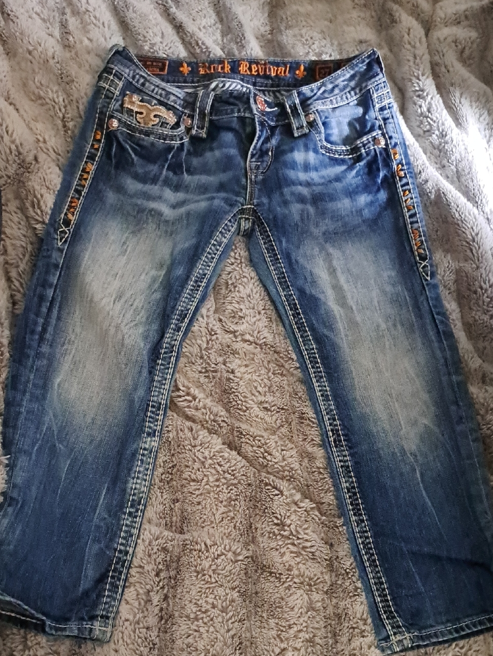 Rock Revival Women's Faded BlueCapri Jeans with Contrast Trim